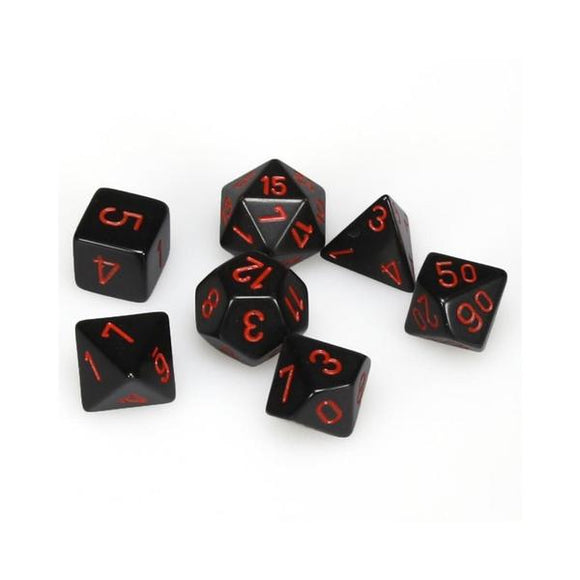 CHESSEX DICE 7PC OPAQUE BLACK RED