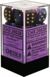 CHESSEX DICE 12D6 GEMINI BLUE PURPLE GOLD