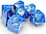CHESSEX DICE 7PC BRUSH WAVEBREAK GOLD BLUE