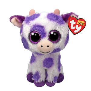 TY BEANIE BOO ETHEL COW PURPLE SPOTS