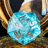 FBG DICE D20 55MM TITAN SHARP EDGE CYAN BUBBLES