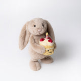 JC BASHFUL BUNNY BEIGE WITH BIRTHDAY CAKE 12"