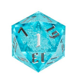 FBG DICE D20 55MM TITAN SHARP EDGE CYAN BUBBLES