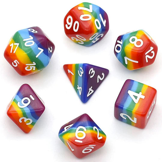 FBG DICE 7PC OPAQUE LAYERED RAINBOW