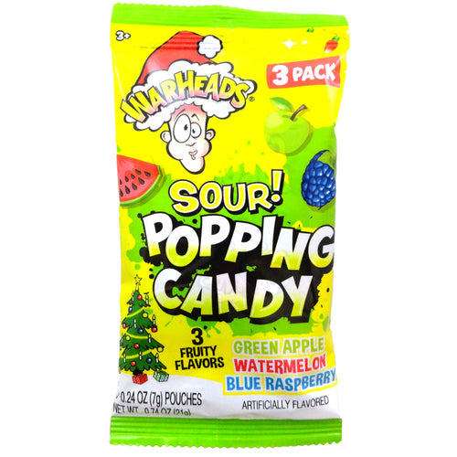 WARHEADS CHRISTMAS SOUR POPPING CANDY 3.39OZ