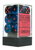 CHESSEX DICE 12D6 GEMINI BLACK STARLIGHT RED