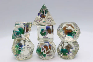 FBG DICE 7PC FLOWER PURPLE AND GREEN
