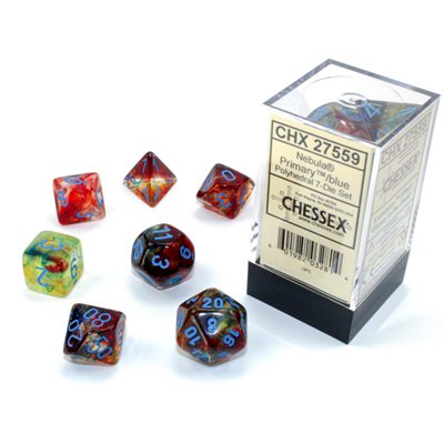 CHESSEX DICE 7PC NEBULA PRIMARY BLUE LUMINARY