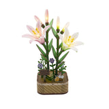 DIY MINI FLOWER KIT WHITE AND PINK LILIES WITH LIGHTS