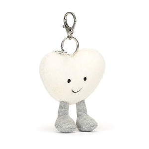 JC AMUSEABLE CREAM HEART BAG CHARM 5"