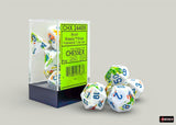 CHESSEX DICE 7PC BRUSH BREEZY BLUE WHITE