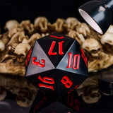 FBG DICE D20 55MM TITAN SHARP EDGE OPAQUE BLACK AND RED