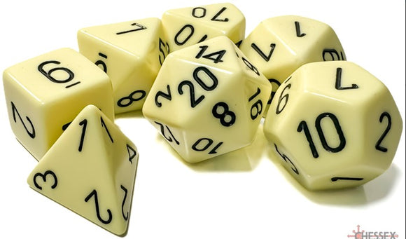 CHESSEX DICE 7PC OPAQUE PASTEL YELLOW BLACK