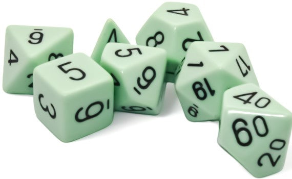 CHESSEX DICE 7PC OPAQUE PASTEL GREEN BLACK