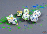 CHESSEX DICE 7PC BRUSH BREEZY BLUE WHITE