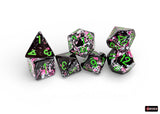 CHESSEX DICE 7PC BRUSH PAINTBALL GREEN BLACK