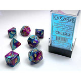 CHESSEX DICE 7PC GEMINI PURPLE TEAL GOLD