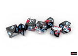 CHESSEX DICE 7PC BRUSH DARKSIDE BLUE BLACK