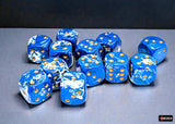 CHESSEX DICE 12D6 BRUSH WAVEBREAK GOLD BLUE