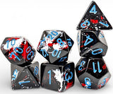 CHESSEX DICE 7PC BRUSH DARKSIDE BLUE BLACK