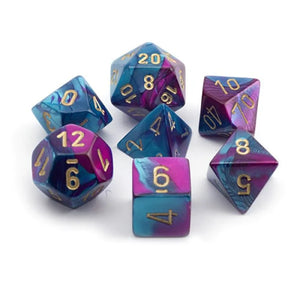 CHESSEX DICE 7PC GEMINI PURPLE TEAL GOLD