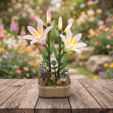 DIY MINI FLOWER KIT WHITE AND PINK LILIES WITH LIGHTS