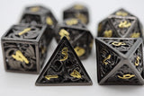 FBG DICE 7PC METAL HOLLOW DRAGON ESSENCE: NIGHT