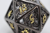 FBG DICE 7PC METAL HOLLOW DRAGON ESSENCE: NIGHT