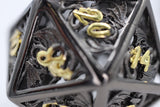 FBG DICE 7PC METAL HOLLOW DRAGON ESSENCE: NIGHT