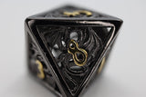 FBG DICE 7PC METAL HOLLOW DRAGON ESSENCE: NIGHT