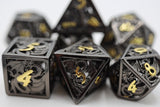 FBG DICE 7PC METAL HOLLOW DRAGON ESSENCE: NIGHT
