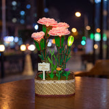 DIY MINI FLOWER KIT PINK CARNATIONS WITH LIGHTS