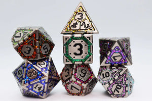 FBG DICE 7PC METAL ORNATE RAINBOW FRAME