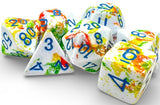 CHESSEX DICE 7PC BRUSH BREEZY BLUE WHITE