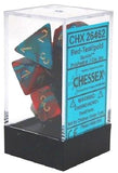 CHESSEX DICE 7PC GEMINI RED TEAL GOLD