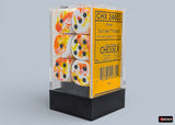 CHESSEX DICE 12D6 SUNRISE BLACK WHITE