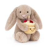 JC BASHFUL BUNNY BEIGE WITH BIRTHDAY CAKE 12"