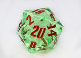 FBG DICE D20 55MM TITAN SHARP EDGE GREEN BUBBLES