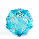 FBG DICE D20 55MM TITAN SHARP EDGE CYAN BUBBLES