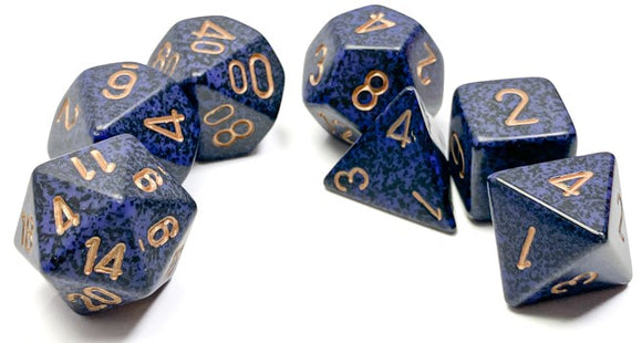 CHESSEX DICE 7PC SPECKLED BLUE GOLDEN COBALT