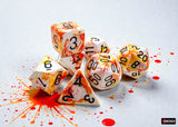CHESSEX DICE 7PC BRUSH SUNRISE BLACK WHITE
