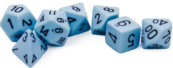 CHESSEX DICE 7PC OPAQUE PASTEL BLUE BLACK