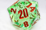 FBG DICE D20 55MM TITAN SHARP EDGE GREEN BUBBLES