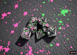 CHESSEX DICE 7PC BRUSH PAINTBALL GREEN BLACK