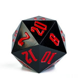 FBG DICE D20 55MM TITAN SHARP EDGE OPAQUE BLACK AND RED