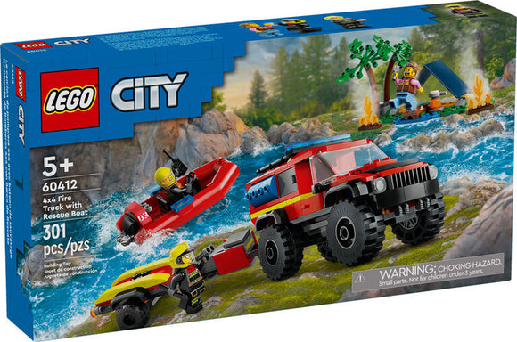 LEGO CITY 4X4 FIRE TRUCK W/ RESCUE BOAT