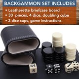 BACKGAMMON 15" BLACK LEATHERETTE BW
