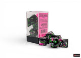 CHESSEX DICE 7PC BRUSH PAINTBALL GREEN BLACK