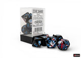 CHESSEX DICE 7PC BRUSH DARKSIDE BLUE BLACK