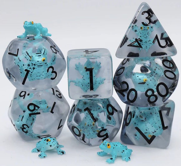 FBG DICE 7PC BLUE POISON FROG